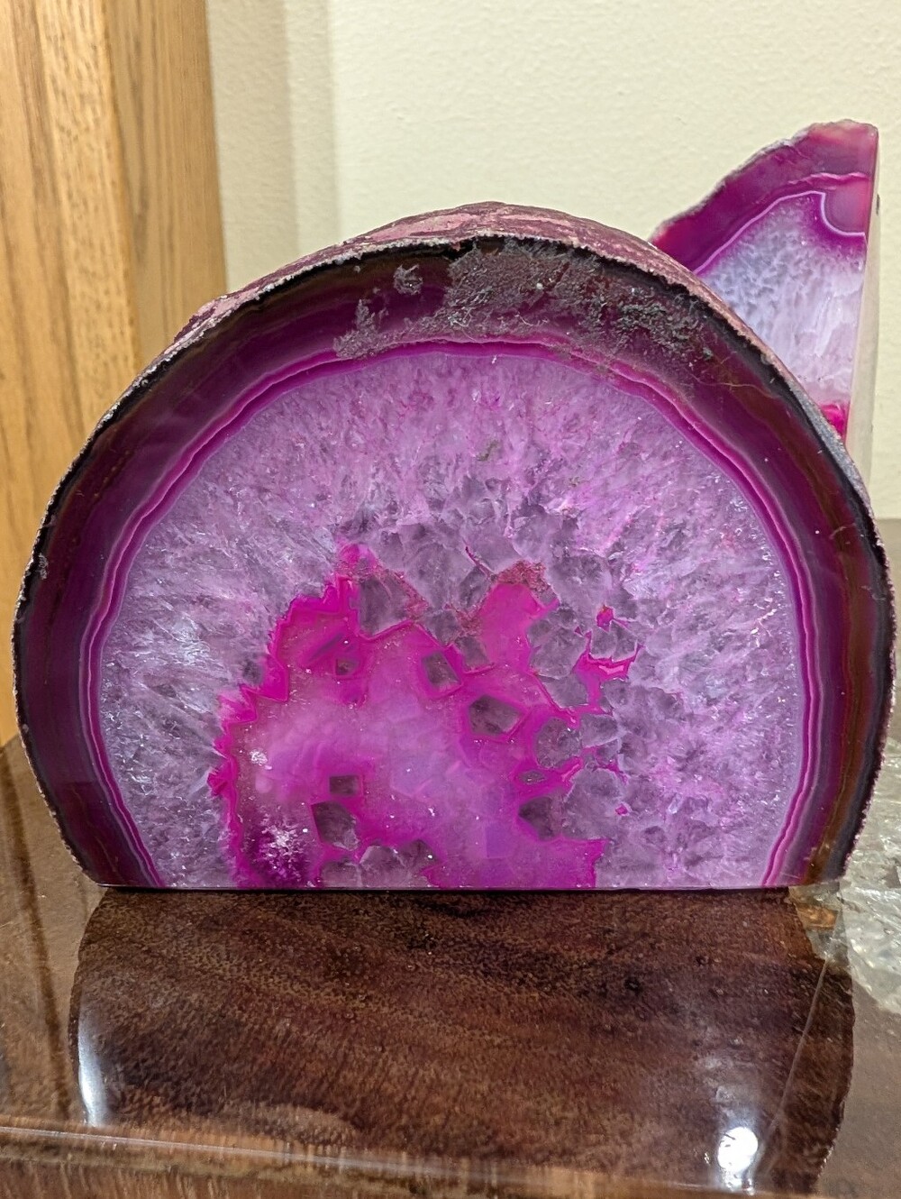 Agate Geode Sections Set of 3 Bright Pink - Picture 4 of 16